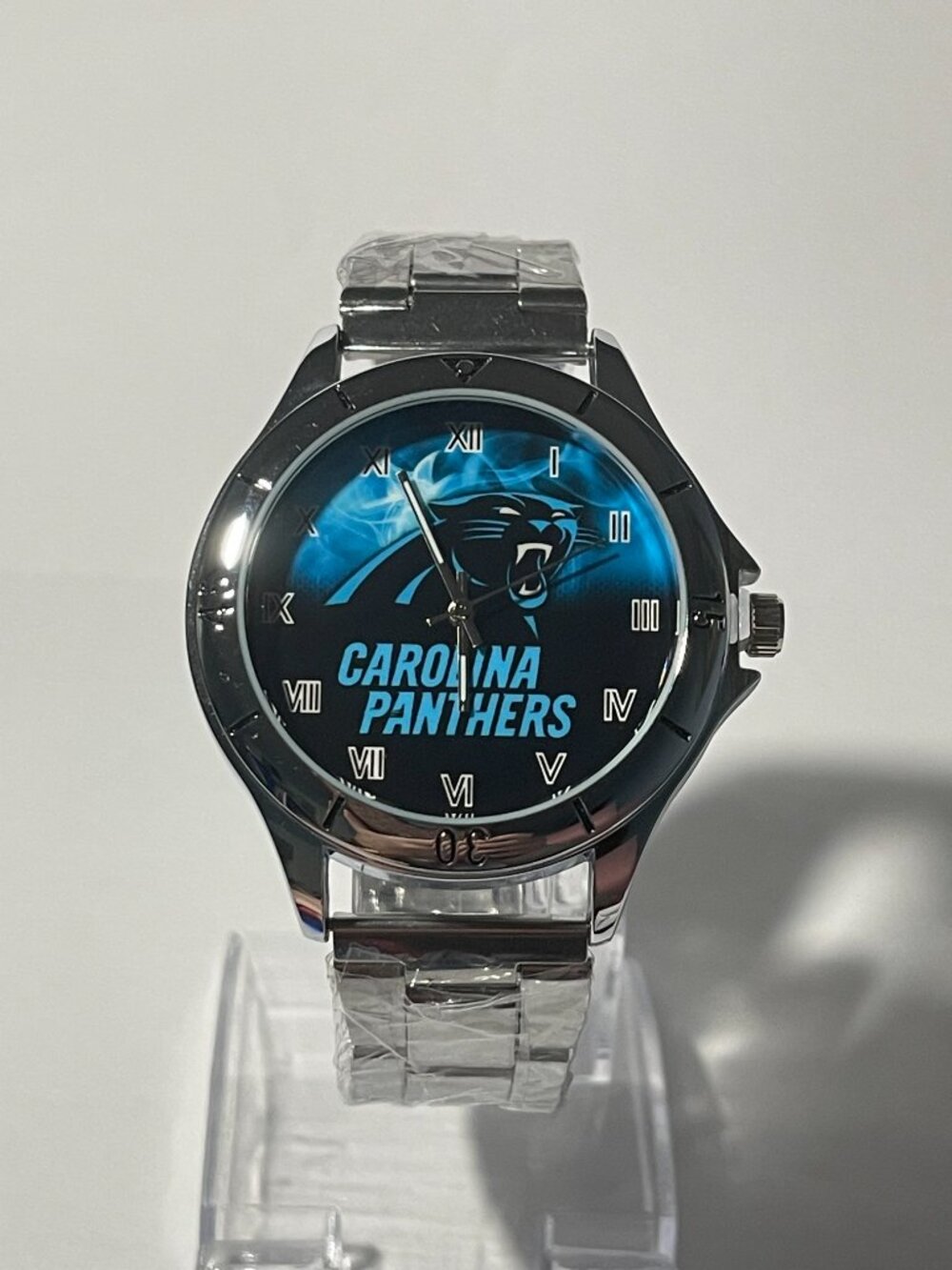 Carolina Panthers NFL Team Logo Men's Stainless-Steel Silver Watch NEW